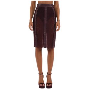 Elisabetta Franchi, Dames, Rokken, Rood, Maat: 2XL Polyamide,