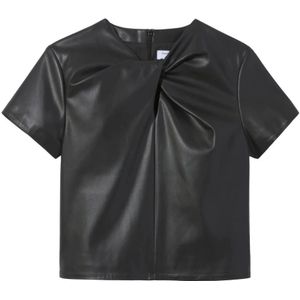 Proenza Schouler - Gedraaide Blouse met Korte Mouwen - Zwart - Dames