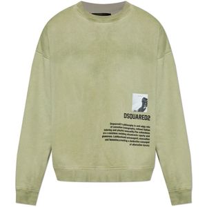 Dsquared2, Heren, Sweatshirts & Hoodies, Groen, Maat: L Katoen,
