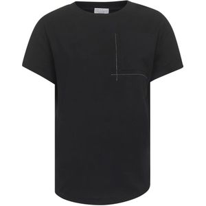 Brunello Cucinelli, Dames, Tops, Zwart, Maat: S Katoen,