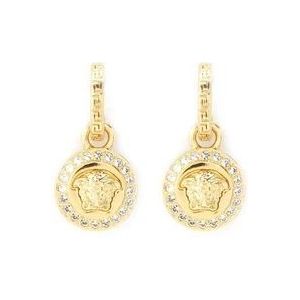 Versace Wit-Gouden Crystal La Medusa Oorbellen , Yellow , Dames , Maat: ONE Size