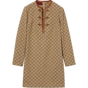 Gucci, Dames, Jurken, Bruin, Maat: XS Katoen,