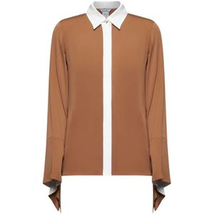 Max Mara, Dames, Blouses & Shirts, Bruin, Maat: 2XS Zijde,