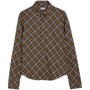 Burberry, Dames, Blouses & Shirts, Bruin, Maat: 2XS