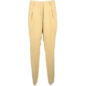 Forte Forte, Dames, Broeken, Beige, Maat: S Linnen,