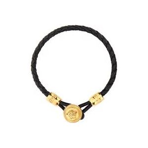 Versace Medusa Biggie Leren Armband , Black , Dames , Maat: S