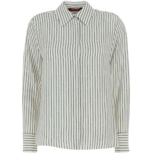 Max Mara Studio, Dames, Blouses & Shirts, Wit, Maat: L Linnen,