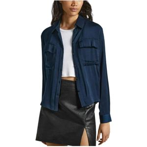 Pepe Jeans, Dames, Jassen, Blauw, Maat: L Satijn,