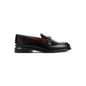 Tod's Zwarte Leren Loafers met T Ring , Black , Dames , Maat: 38 EU