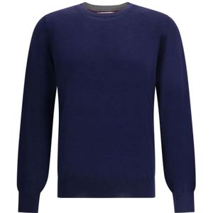Brunello Cucinelli, Heren, Truien, Blauw, Maat: S Wol,