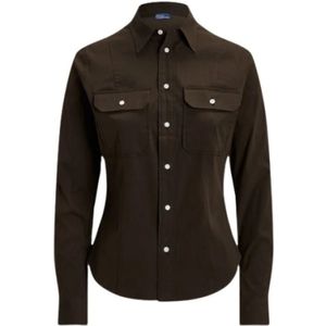 Polo Ralph Lauren, Dames, Blouses & Shirts, Bruin, Maat: 2XS Katoen,