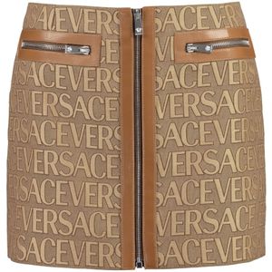 Versace, Dames, Rokken, Beige, Maat: XS Katoen,