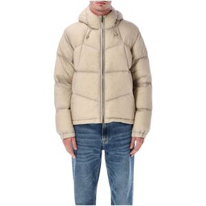 K-Way, Heren, Jassen, Beige, Maat: L Leer,