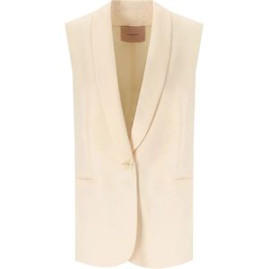 Twinset Ivory Single-Breasted Vest , Beige , Dames , Maat: S