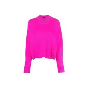 Pinko Wollen Trui met Zijdelingse Splits , Pink , Dames , Maat: XS