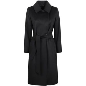 Max Mara Studio, Dames, Mantels, Zwart, Maat: 3XS Leer,