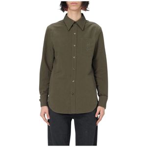 Saint Laurent, Dames, Blouses & Shirts, Groen, Maat: L Katoen,