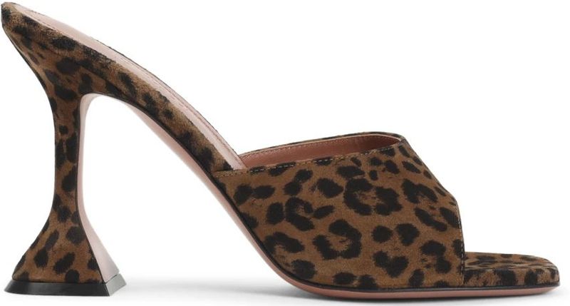 Amina Muaddi Sandalen - Leopard Suede Leather Lupita 95 Slippers in zwart