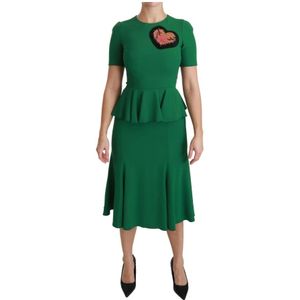 Dolce & Gabbana - Heart Patch Mermaid Midi - Jurk - Groen