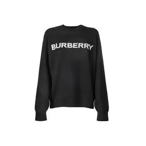 Burberry Zwarte Trui - Regular Fit - Geschikt voor Koud Weer - 74% Wol - 26% Katoen , Black , Dames , Maat: L