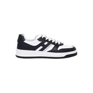 Hogan Leren Sneakers Twee-Tone Bovenwerk Zwart Wit , Black , Heren , Maat: 43 1/2 EU