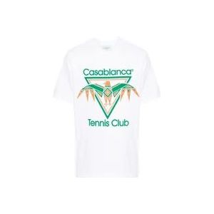 Casablanca Tennis Club T-shirt , White , Heren , Maat: 2XL