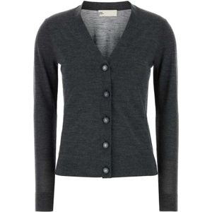 Tory Burch, Dames, Truien, Grijs, Maat: XS Zijde,