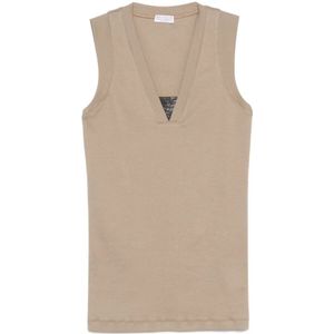 Brunello Cucinelli, Dames, Tops, Beige, Maat: M Jersey,