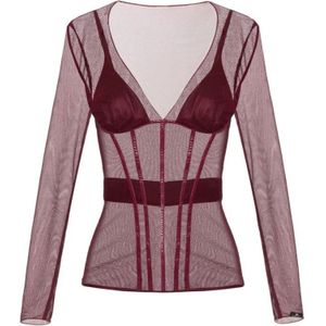 Elisabetta Franchi, Dames, Blouses & Shirts, Rood, Maat: XS Tulle,