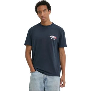 Tommy Jeans, Heren, Tops, Blauw, Maat: M Katoen,