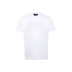 Dsquared2 Leaf Skater Katoenen T-shirt , White , Heren , Maat: 2XL
