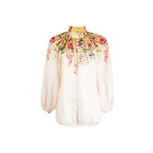 Zimmermann Bloemenprint Wit Overhemd , Multicolor , Dames , Maat: L