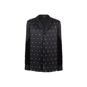 Balmain Geborduurd zijden sterrenshirt , Black , Heren , Maat: M