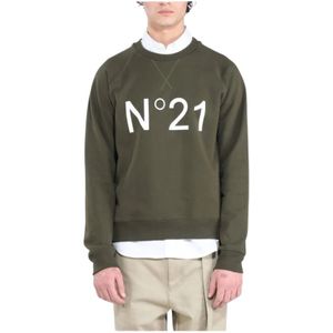 N21, Heren, Sweatshirts & Hoodies, Groen, Maat: M Katoen,