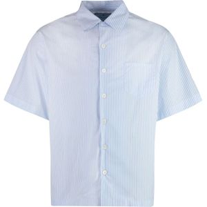 Prada, Heren, Overhemden, Blauw, Maat: M Katoen,