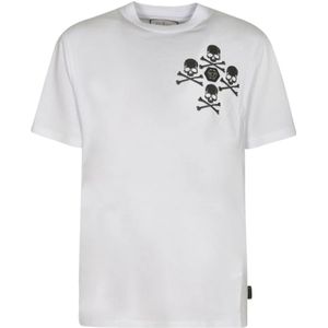 Philipp Plein, Heren, Tops, Wit, Maat: M Katoen,