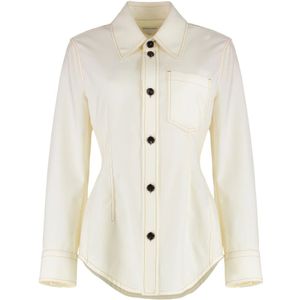 Bottega Veneta, Dames, Blouses & Shirts, Wit, Maat: XS Wol,