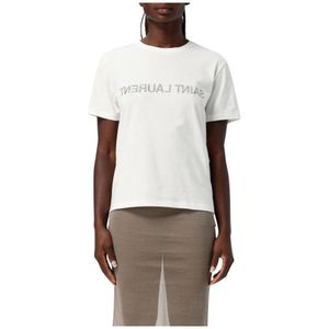 Saint Laurent, Dames, Tops, Beige, Maat: XS Katoen,