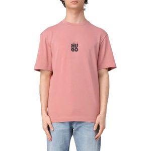 Hugo - T-shirt - Roze - Heren - Korte Mouwen - Ronde Hals