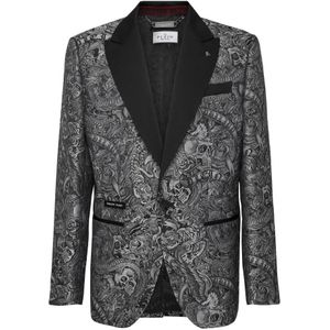 Philipp Plein, Heren, Jassen, Zwart, Maat: L Satijn,