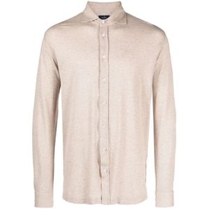 Barba, Heren, Overhemden, Beige, Maat: M Katoen,