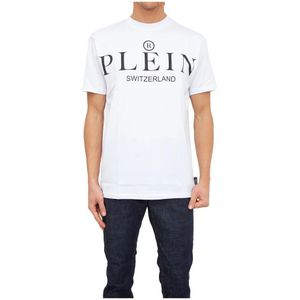 Philipp Plein, Heren, Tops, Wit, Maat: L Katoen,