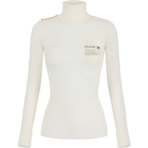 Elisabetta Franchi, Dames, Truien, Beige, Maat: S Wol,