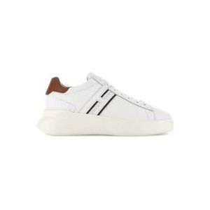 Hogan Witte Leren Sneakers met Bruine Suède Details , White , Heren , Maat: 43 EU