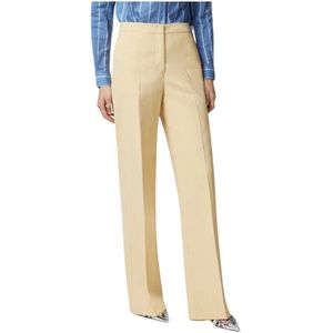 Pinko - Wijde Broek - Beige - Linnen en Viscose