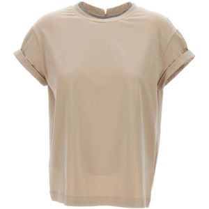 Brunello Cucinelli, Dames, Tops, Beige, Maat: L Katoen,