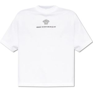 Versace T-shirt met logo , White , Heren , Maat: M