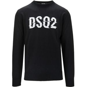Dsquared2, Heren, Truien, Zwart, Maat: M Wol,