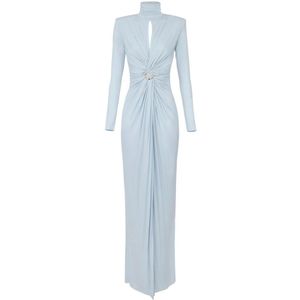 Elisabetta Franchi, Dames, Jurken, Blauw, Maat: S Jersey,
