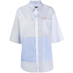 Dsquared2, Dames, Blouses & Shirts, Blauw, Maat: 2XS Katoen,